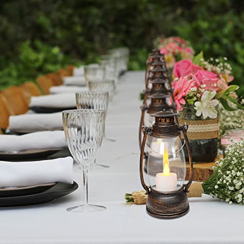 Llq Vintage Decorative Lanterns With Remote, Flicker Led Candle Lantern With Timer, Table Centerpiece, Indoor & Outdoor Hanging Lanterns, Christmas Wedding Party Decor, 4-Pack (Copper Brushed) #TOP2