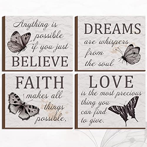 Amazon.com: Laumoi 4 Pcs Butterfly Inspirational Wall Art Quotes 