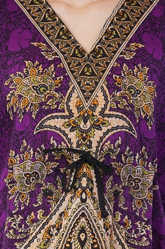 Divine threads -- Women's Kaftan Floral Print/Beach Cover Up/Plus Size V-Neck Loose Kimono Maxi Dress4