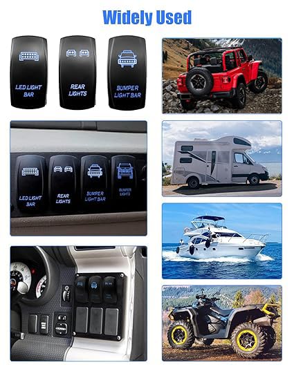 Polaris Rocker Switch Blue LED Rocker Toggle Switch For Polaris RZR, Ranger, General - Light Bar Control (SIW100W114) LED Rocker Switch Blue - Foto 13