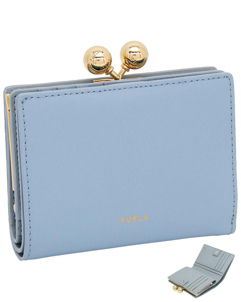 FURLA ライトブルー 二つ折り財布 保存袋・箱・紙袋付き Amazon | [フルラ] Dots コンパクト財布 S CARTA DA ZUCCHERO ライト