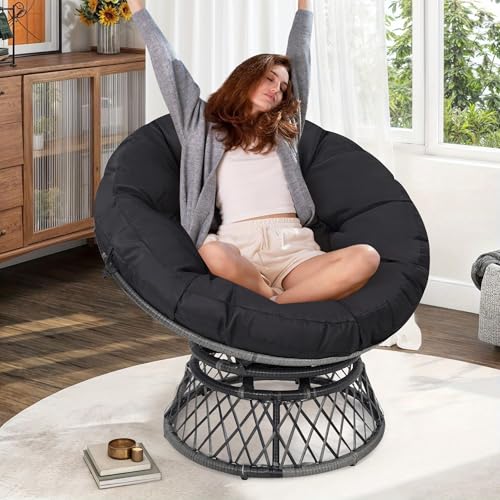 KROFEM 40 inch Ergonomic Wicker Papasan Chair