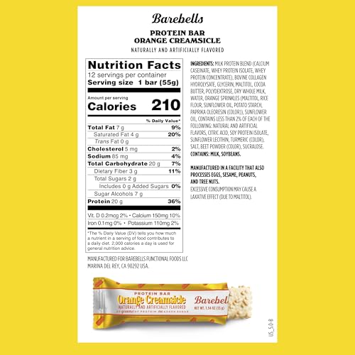 Image of Barebells Orange Creamsicle Protein Bar - 20g Protein - No Added Sugar - 12 x 55g High Protein Snack - Post Workout Snack