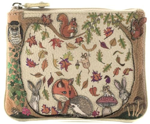 Monedero de piel RFID Mala Leather Foxglove Forest crema talla única estilo moderno