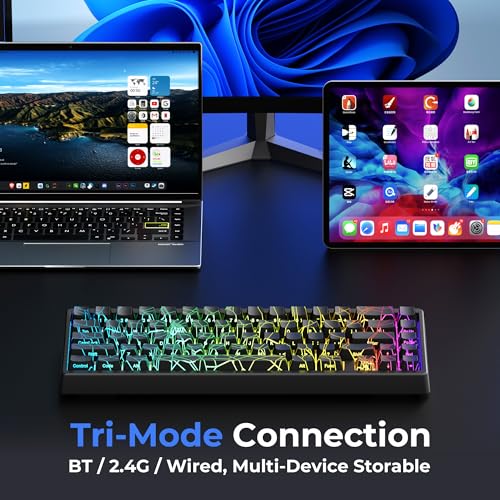 Image of HITIME x XVX M67 60% Percent Keyboard Wireless, QMK /VIA Black Spider Web Gaming Keyboard, Tri-Mode Thocky Creamy Mechanical Key Board, Hot Swappable Gasket Mount RGB IMD Tech for Win /Mac