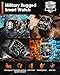 Military Smart Watches for Men, 1.95'' Smart Watch with 100 Days Battery/Flashlight, Fitness Tracker Watch with Heart Rate/Sleep Monitor/100+ Sports Mode,5 ATM Rugged Smartwatch for Android and iPhone