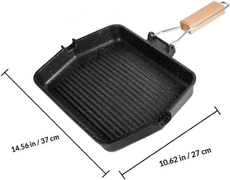 Non-stick Square Barbecue Grill Pan Household Smokeless Baking Tray Maifan Stone Coating for Induction Cooktop Steak and Fish Grilling Cookware