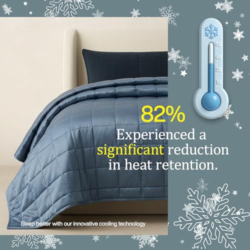 Image of HomeSmart Cooling Weighted Blanket King Size 50 lbs, Designed with Hi-Tek Stay Cool Fabric, Machine Washable, Also Fits California King Beds, Very Heavy