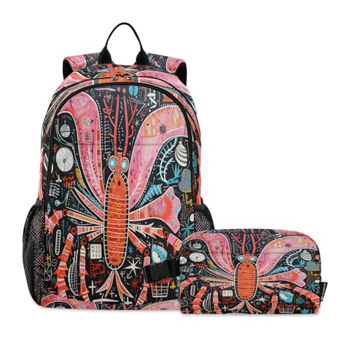 Sac à dos étudiant homard doodle art ultra léger pour soulager le dos
