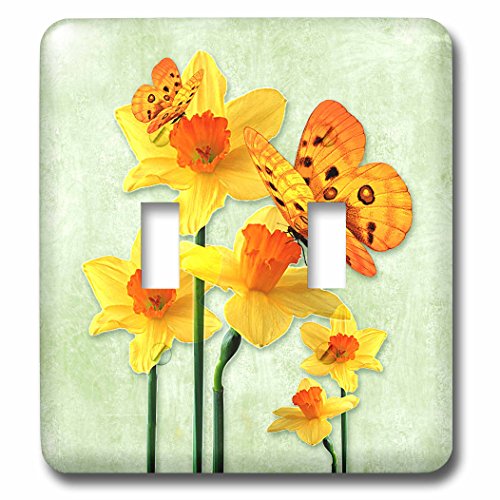 Interruptor de doble palanca con diseño Daffodils and Butterfly brillante 3