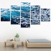 SIGNWIN 5 Panel Canvas Wall Art Beach Blue Coastal Cool Photography Relax/Calm for Home Decorations Ready to Hang - 60