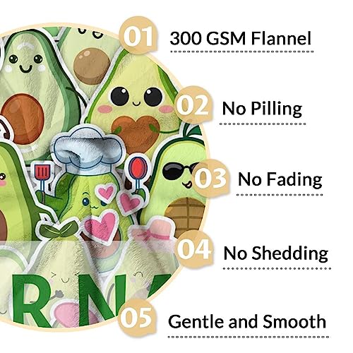 Blanket for Girls - 40"x50" Personalized Cute Avocado Throw Gifts - Colorful Soft Fuzzy Blankets for Bed, Couch & Living Room