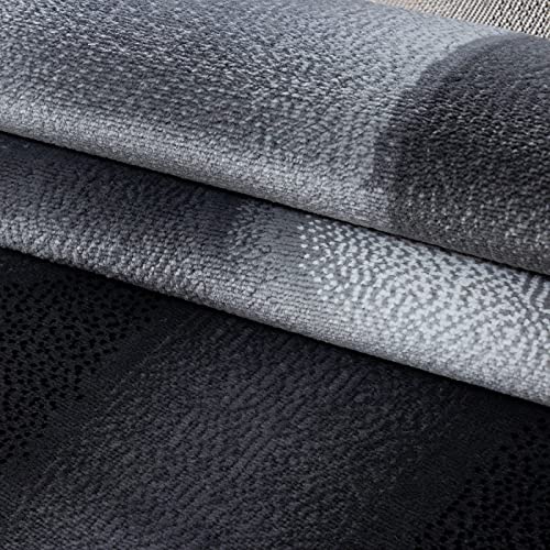 Tapis moderne de salon abstrait noir et gris motif vagues 80x150cm - 4