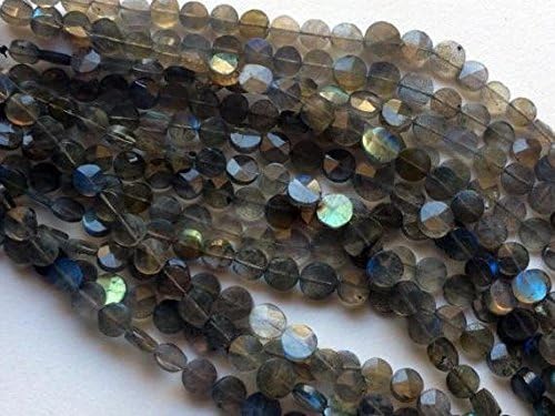 5 strand Labradorite faceted coin shape beads 13"inch strand, Labradorite stone beads necklace blue flashy AAA quality