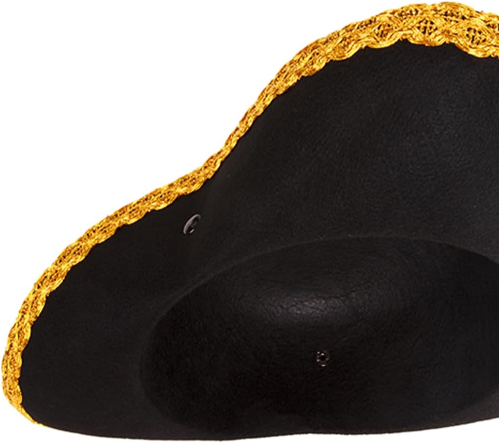 Kangaroo Pirate Hat Men Adult - Black Felt Tricorn Costume Hat for Women and Men - Musketeer Style Hat For Hallowen Cosplay Dressup Apparel - Image 2