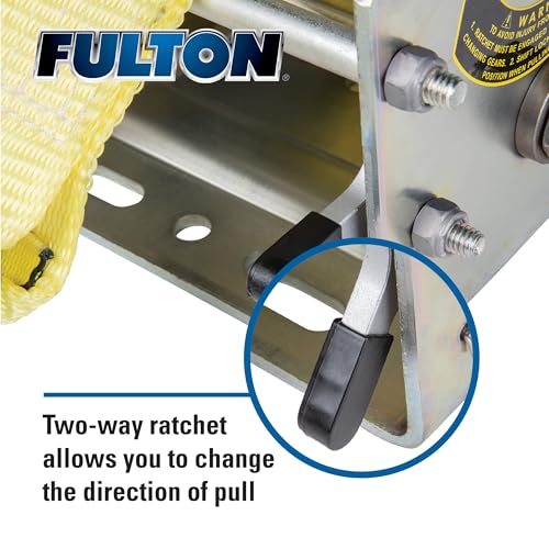 Fulton 142424 Bootsanhänger Seilwinde, Zwei-Wege-Winde, 1,5 t Belastbarkeit, Gurtlänge 60 m, Grifflänge 25 cm, Handbremse