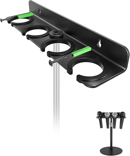 Soporte de micrófono múltiple actualizado 2025 para soporte de micrófono, organizador de almacenamiento para micrófonos dinámicos e inalámbricos de