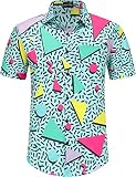 DOOPCCOR 90s Shirt 80s Shirts for Men 80s 90s Disco Retro Casual Button-Down Shirts 80s Mens Clothin