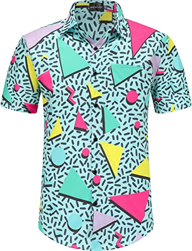 Doopccor 90S Shirt 80S Shirts For Men 80S 90S Disco Retro Casual Button-Down Shirts 80S Mens Clothing-39-L #TOP1