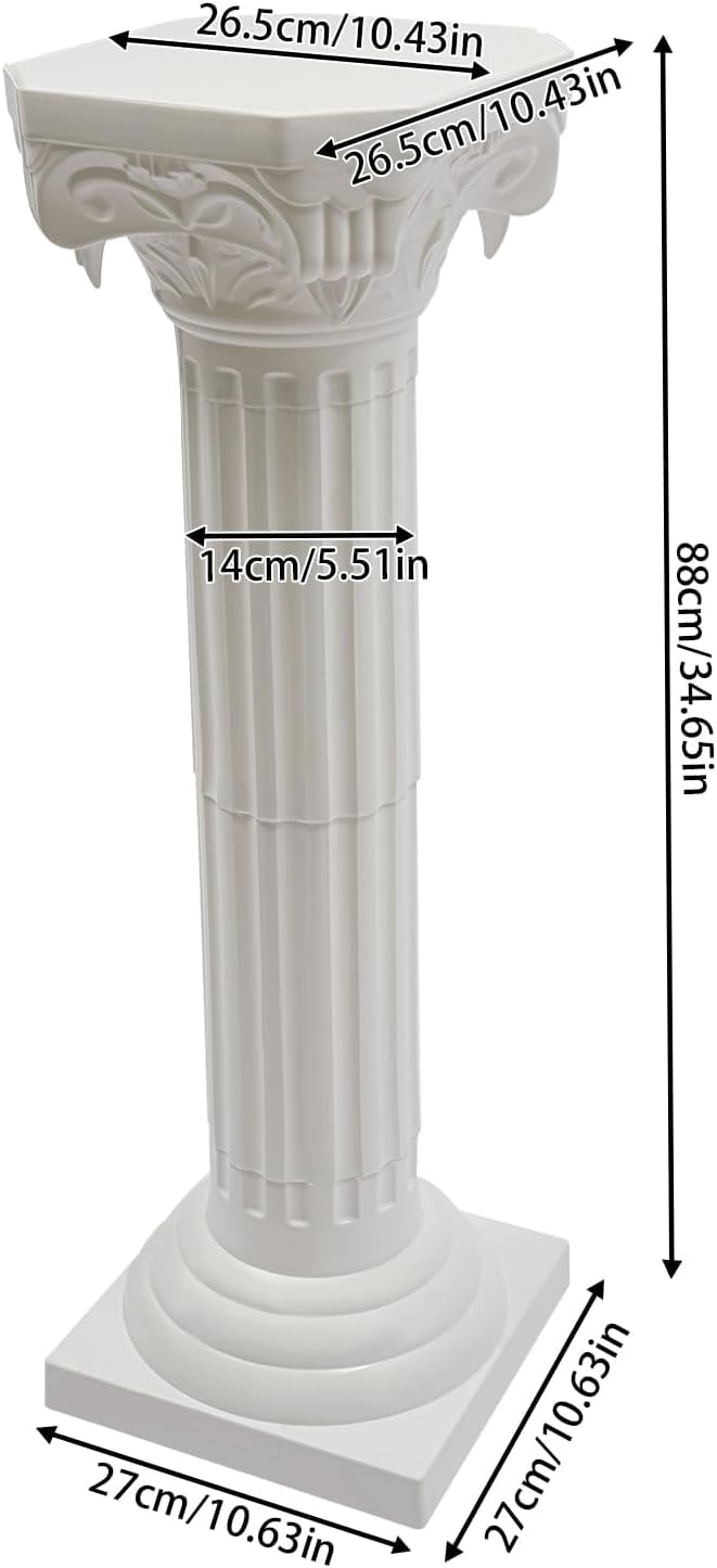 4 Colonne Romane Bianche Alte 88 Cm (2,9 Piedi) per Matrimoni - Pilastri Decorativi per Matrimoni, Feste Ed Eventi - Eleganti Piedistalli Floreali per Centrotavola Mozzafiato White