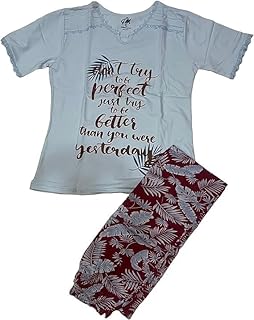 بيجامة صيفية بنطلون مشجر من القطن الناعم للنساء والبنات كود P1021 من 9Street Corner