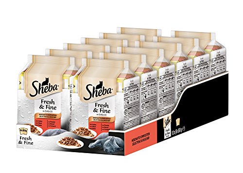 Sheba Fresh & Fine - natte voering voor katten - in extra kleine portiezak - voor meer variatie en frisheid, 12 x (6 x 50 g)