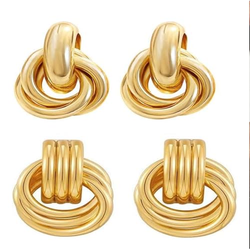 Reviews de Aretes de Gota , tabla con los diez mejores. 40 Yeanifeana 2 Pairs Gold Knot Earrings Chunky Statement Earrings Geometric Drop Dangle Earrings Long Twisted Earrings Jewelry for Women, Brass, No Gemstone (Dorado)