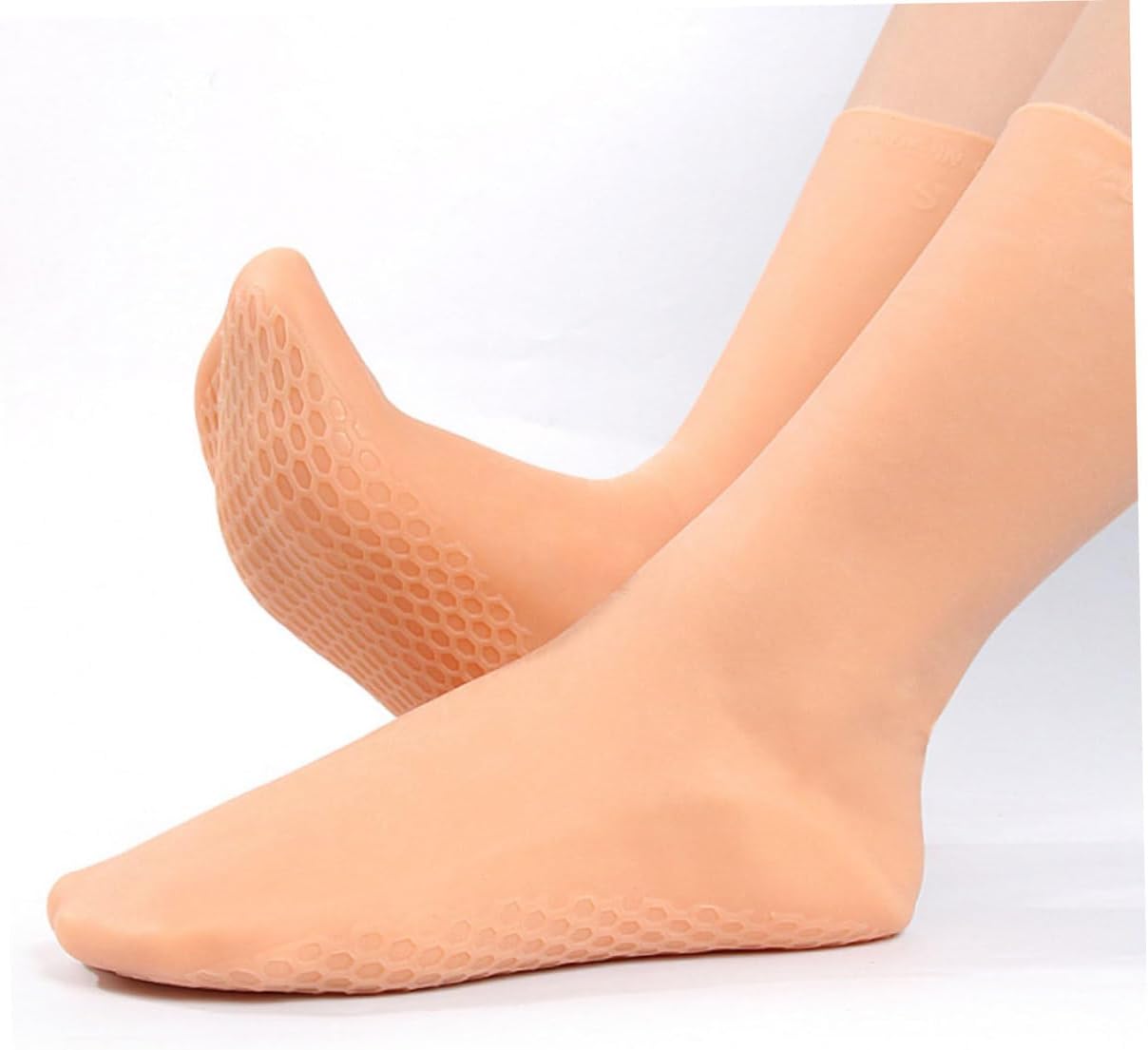 Garneck Skin-Friendly Moisturizing Foot Socks for Women 1 Pair Size L (40-44) Honeycomb Cushion Gel Socks for Cracked Heel Care for Dry Feet