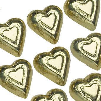 Foil Wrapped Gold Chocolate Hearts