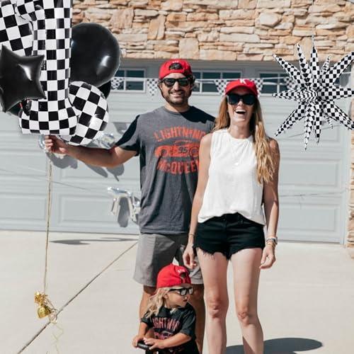 Image of TONIFUL 1st Birthday Balloons Kit 40 Inch Checkered Number 1 Foil Balloon