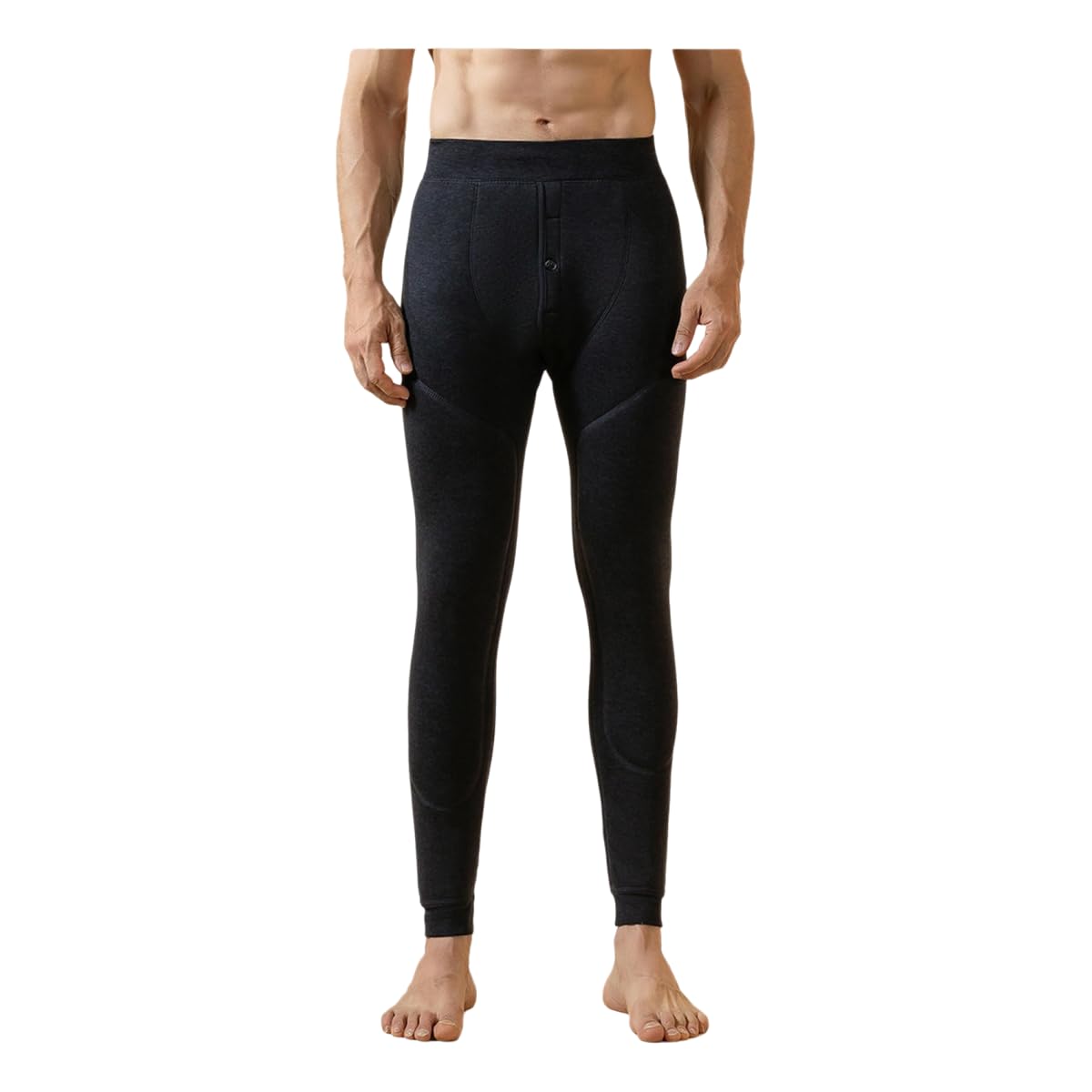 Leggings Térmicos Pantalones De Lana Cintura Alta para Hombres con Vellón Y Cálidos Gruesos-blach B-XXXL