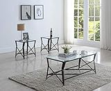 Kings Brand Furniture Kings Brand Furniture-3-Piece Occasional Set-Coffee 2 End Tables-Metal & Glass, Bronze