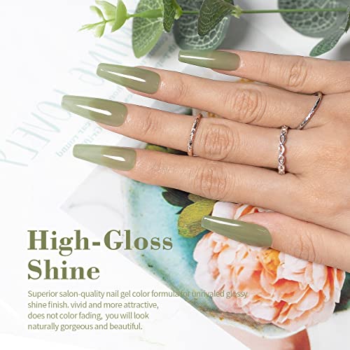 Rarjsm Nude Gel Polish Gray Green Translucent Sheer Green Jelly Gel Nail Polish Single Bottle 15Ml Soak Off Uv Led Cured Sage Green Natural Gel Polish For Nail Art French Manicure At Home Salon #TOP1