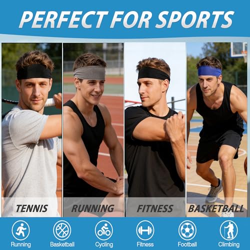 Image of Cooling Headbands for Men 4 Pack, Moisture Wicking Sweat Bands for Gym