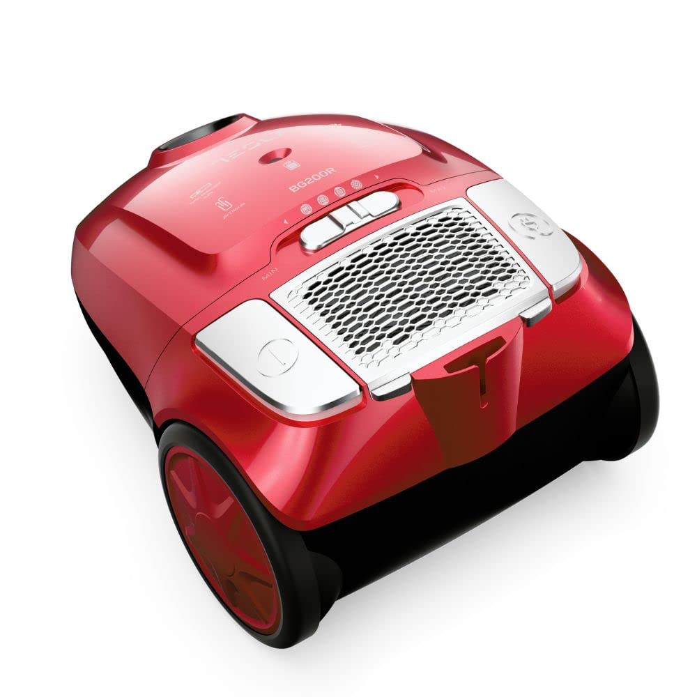 TESLA Aspirador BG200R con Bolsa, 800W, Depósito 2L, Filtro HEPA Lavable, Radio de Trabajo de 8m, Rojo