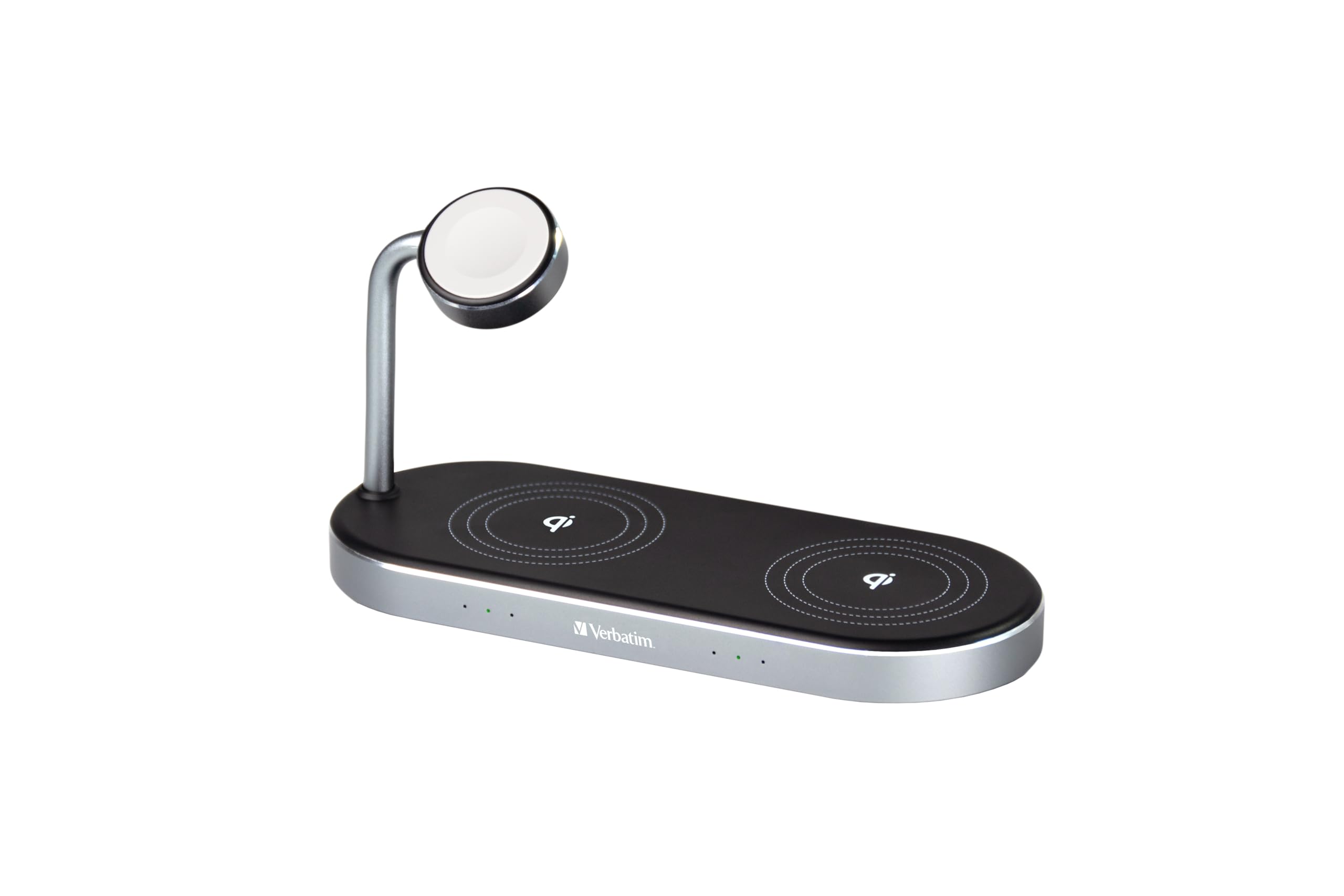 Verbatim 3-in-1 Qi MFi Dual Wireless Charger WCS-03, für iPhone, Apple Watch & Qi-fähige Geräte, Handy Ständer mit induktiver Ladestation, kabelloses Ladegerät für Apple, Samsung und mehr