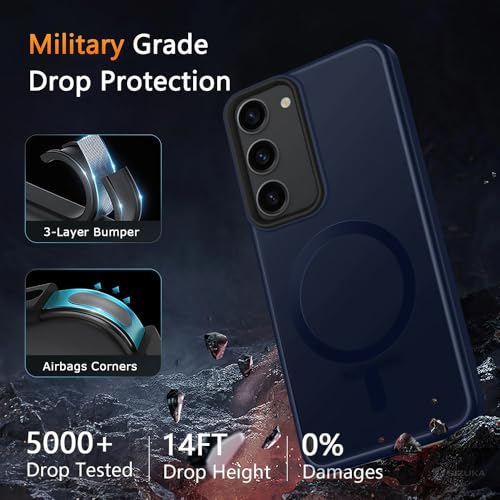 Image of SIZUKA Samsung S23 Magsafe Hard Back Case | Matte Design & 360 Protection | Military-Grade Samsung S23 Cover | Strong Magnet Back - Blue