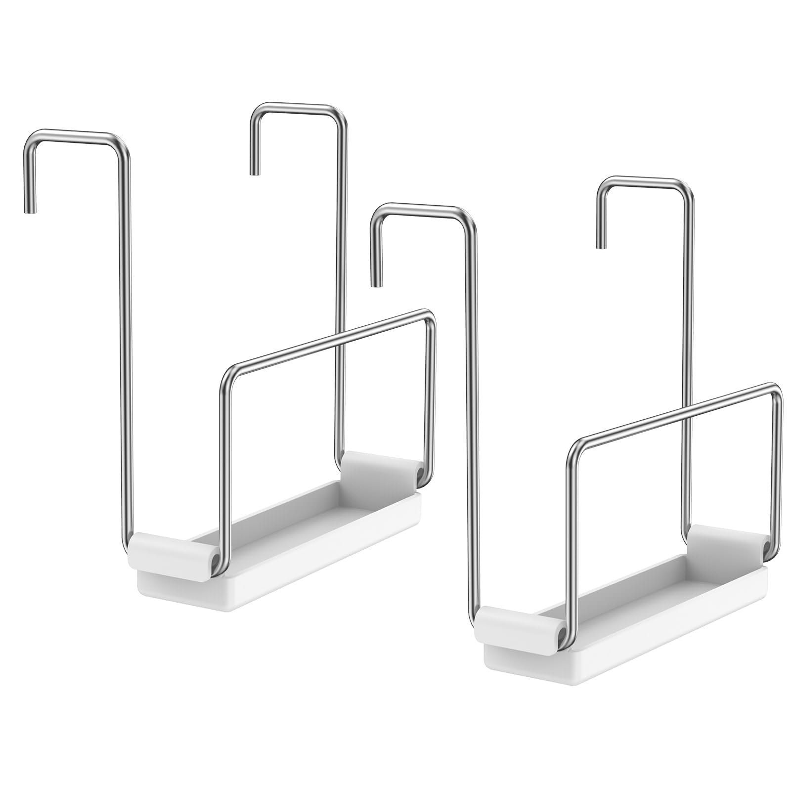 YLMFTNU 2 Pack Slow Cooker Lid Holder, Kitchen Pot Lid Holder for Cooking, Hand Free Pot Lid Organizer Fits Most Slow Cookers, Stainless Steel Pot Lid Rack with Silicone Sink (Gray)