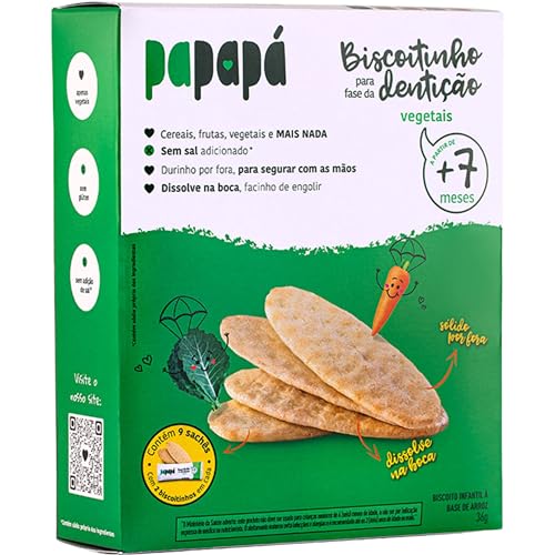 Papapá, Biscoito infantil para fase da dentição, Sabor de Vegetai...