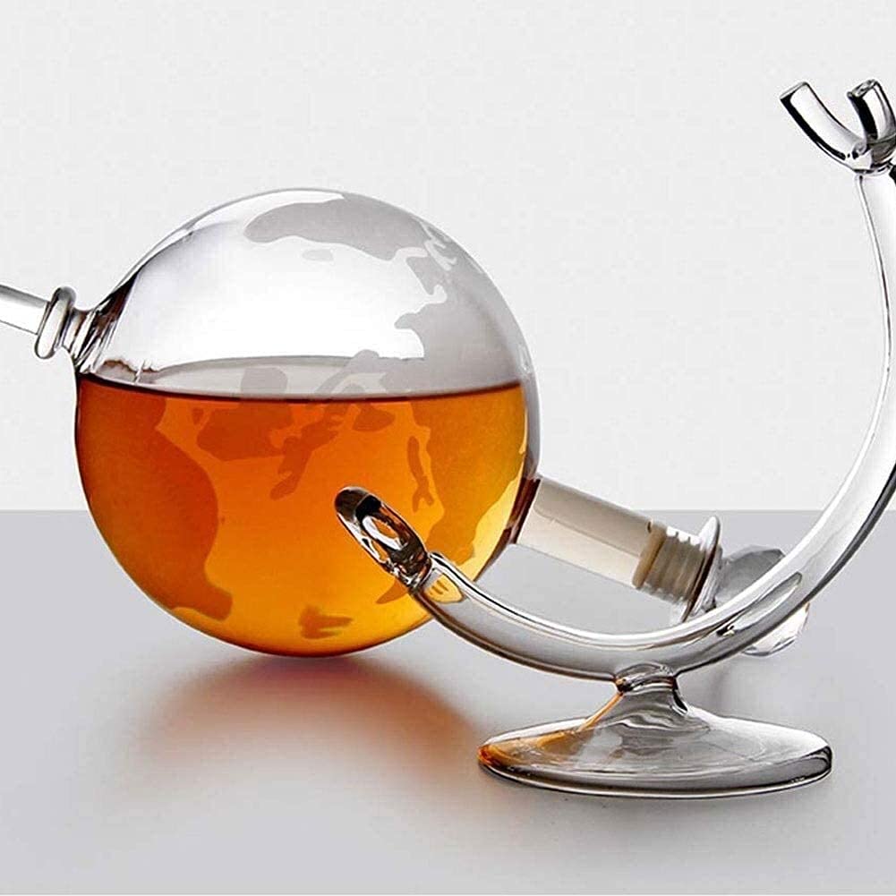 Weinkaraffe Großer Globus Dekanter 1000Ml Glas Weltkarte Globus Whisky Dekanter Weinkaraffe Auf Wiege Mundgeblasenes Geätztes Glas Getränke Karaffe Für Tequila Alkohol Ideen