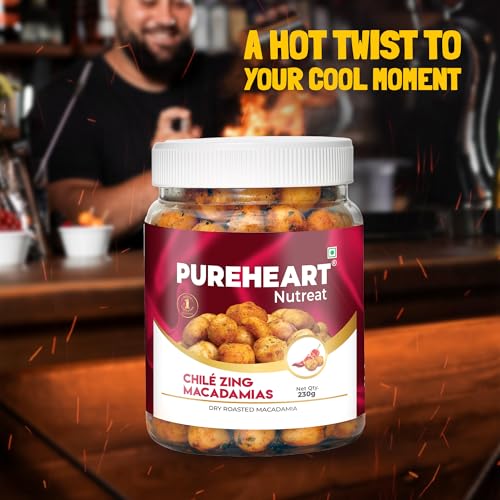 Image of PUREHEART Nutreat Chile Zing Australian Macadamias - Spicy Roasted Macadamia Nuts | Buttery Crunch Snack | 230g | Gluten-Free & Keto-Friendly