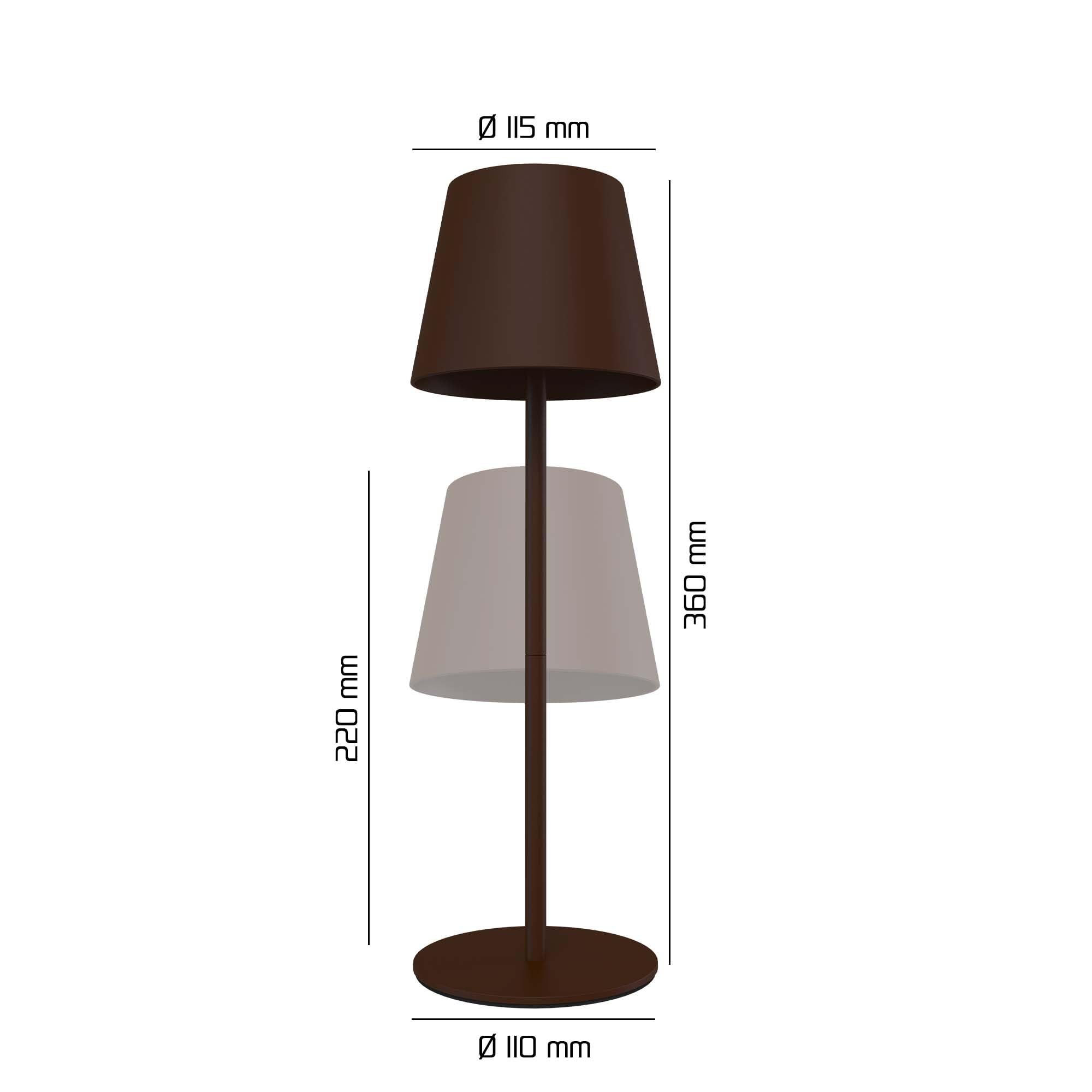 Ledvion - Lampe de Table LED Rechargeable, Marron, Variable 2700K-5000K, 200 Lm, IP54 Résistante aux Éclaboussures, Batterie 4400mAh, Commande Tactile, Réglable, USB-C, Intérieure & Extérieure, Nyra
