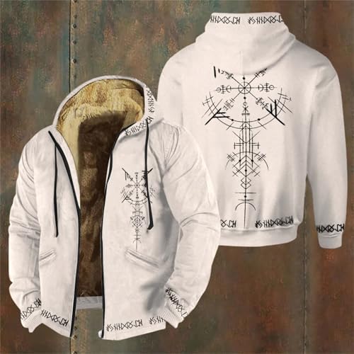Chaqueta vikinga para hombre de invierno con estampado medieval 5