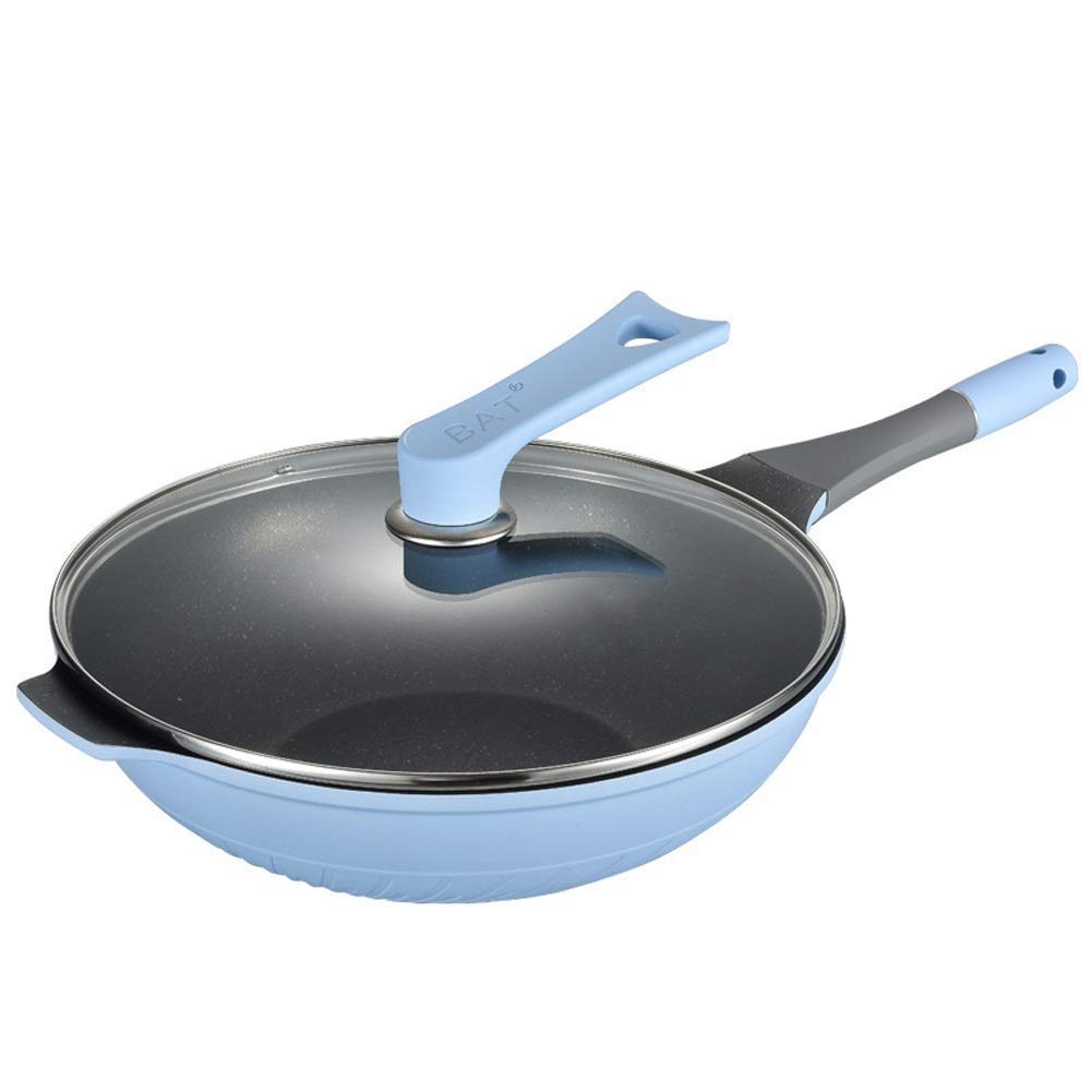 Poêle wok antiadhésive en alu anodisé avec couvercle pour une cuisson saine sans effort