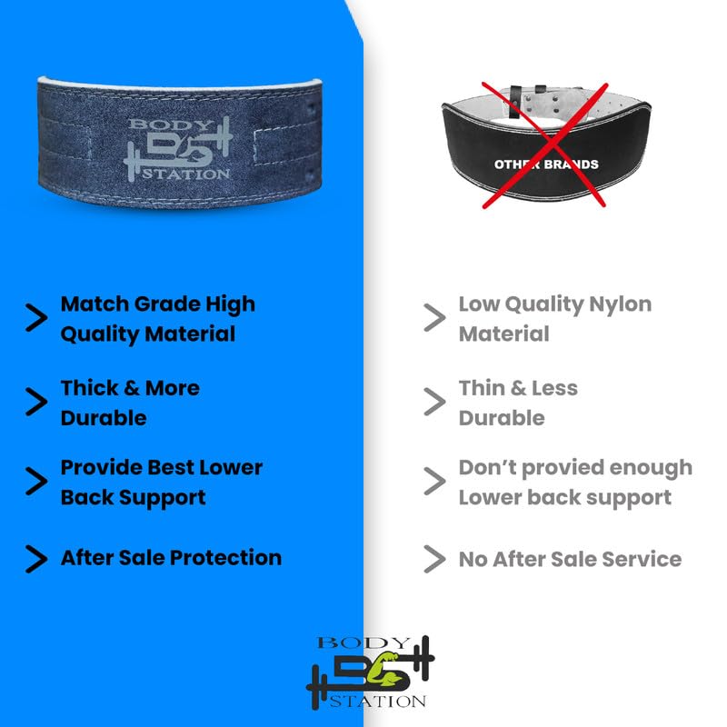 Suede 6mm Weightlifting Belt – Heavy-Duty Back Support for Powerlifting, CrossFit & Strength Training – Adjustable Gym Belt for Men & Women Blue 3 51F14cYAHGL