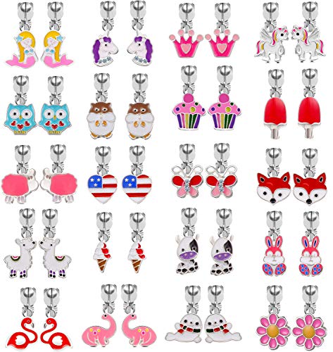 20 Pairs Kids Clip On Earrings For Girls - Easter Clipon Earrings For Little Girls -Cute Animal Clip-On Earrings Pack For Teens Girls -Magnetic Earrings For Girls Clip On Earrings For Kids Girls #TOP16