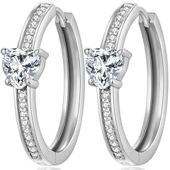 C-CZ Heart Hoop Earrings