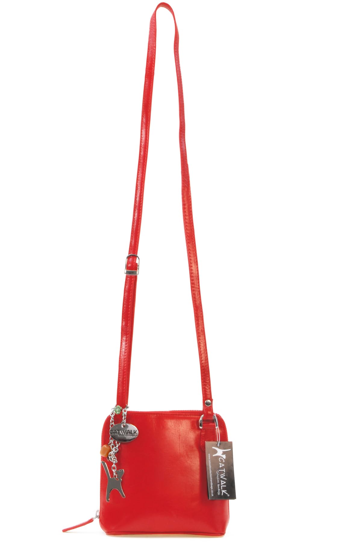 Catwalk Collection Handbags - Bolso Bandolera Pequeño de Piel Auténtica - Bolsito Mujer - Bolso de Mano con Correa Ajustable - Lena