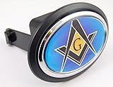 Masonic Freemasonry Flag Hitch Cover Cap 2' Receiver Black with Chrome & Dome