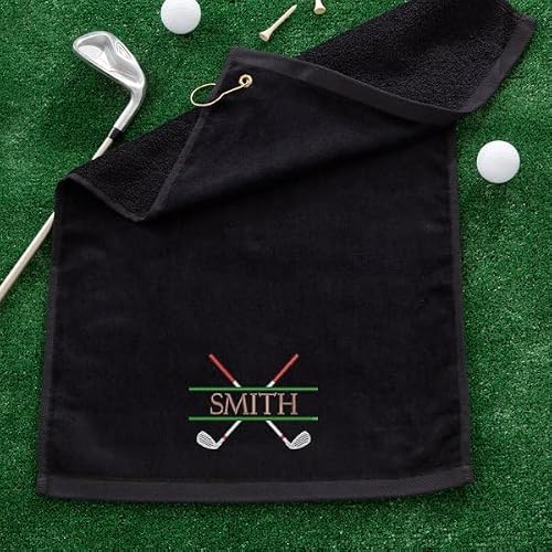 Personalization Universe Golf Towel with Crossed Clubs Embroidery, Custom Golf Towel with Name Option, Cotton Velour Golf Towel Gift for Men, Women and Golf Towels for Golf Bags - Thumbnail 6